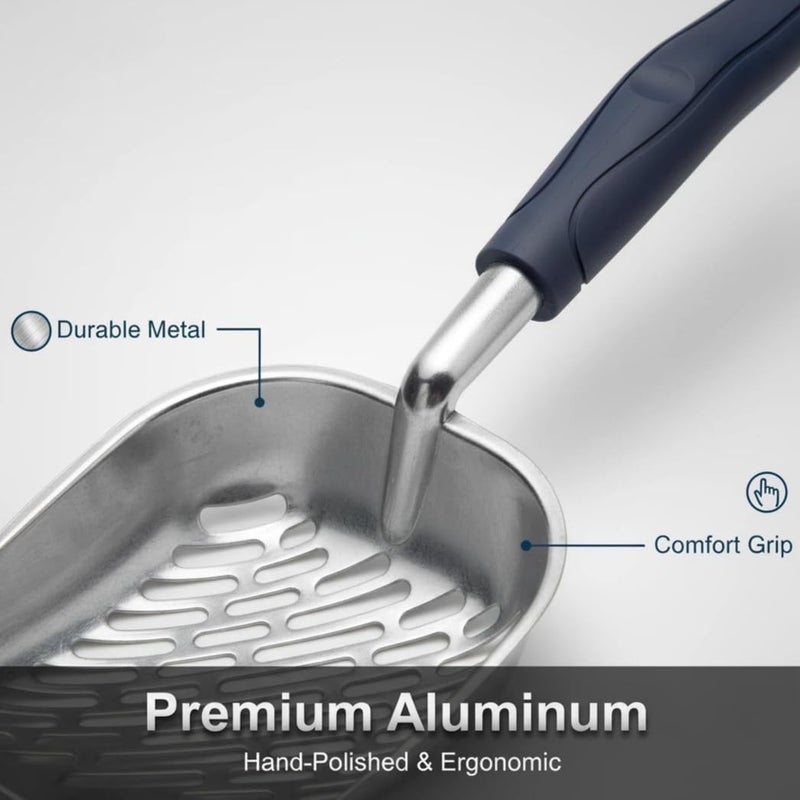 Vitisyao Heavy-Duty Metal Cat Litter Scoop with Holder, Aluminum Cats Litter Scooper Captures All Clumps, Kitty Metal Scooper and Holder (White) - Image 5